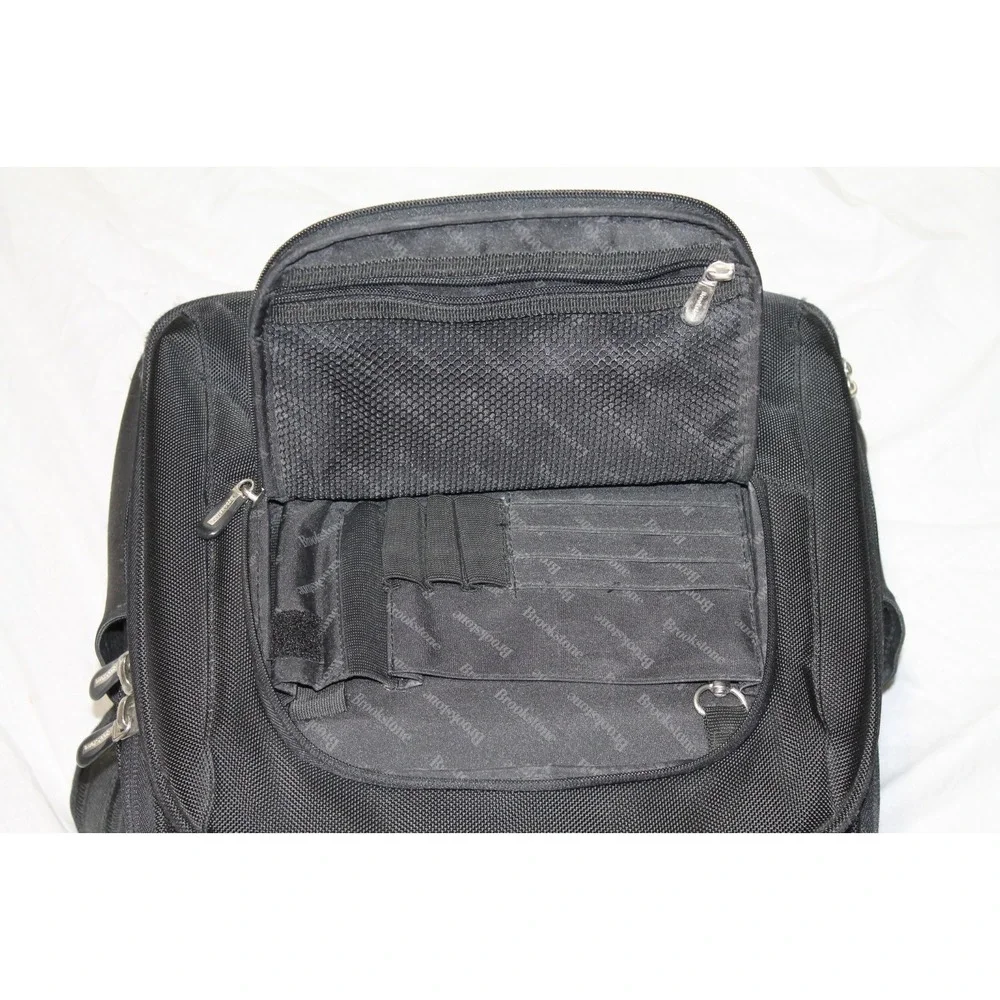 Brookstone Ballistic Business Travel Backpack Black Laptop Computer Carry On Bag